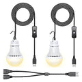 2 Pack USB LED Camping Lantern, 8.2 ft Extra Length Cord Tent Light with USB Y-Cable, Portable LED Bulb for Garage, Warehouse, Car, Truck, Fishing Boat, Room, Emergency Light, Warm - style: WarmWhite-2PCS