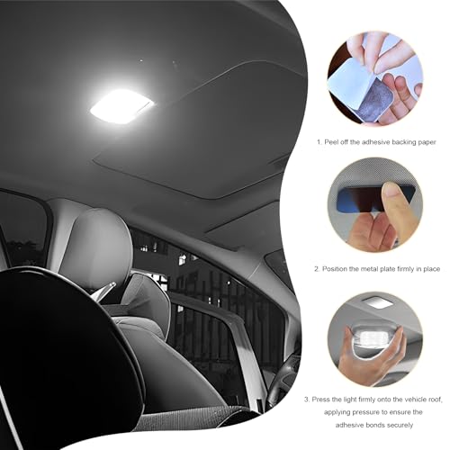 Sun Walker Car Interior Ceiling Roof Lights, Magnetic Dome Lamp 10 LEDs Bright Roof Light, USB Rechargeable Wireless Interior Ceiling Lamp for RV Camper Trailer Boat, Car Accessories (Gray) - color: Gray