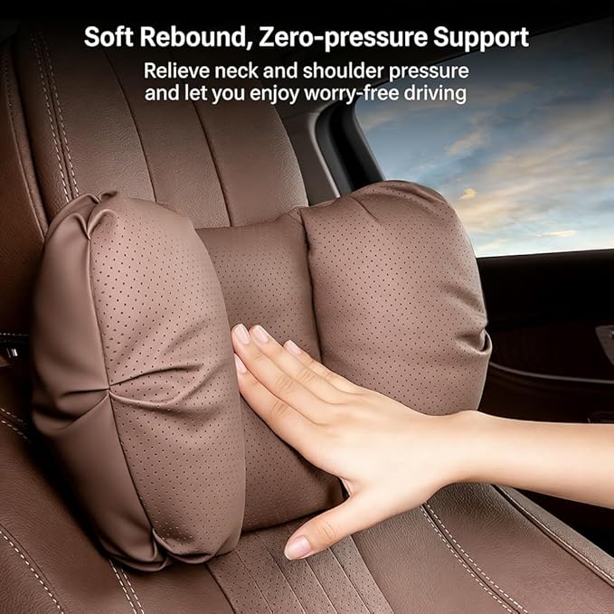 Car Neck Pillow & Lumbar Support for Mazda MX-5 Miata 2019-2023 Ergonomic Breathable Mesh Auto Seat Back Cushion Headrest,Brown-Lumbar Support
