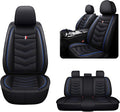 MVRVMV Seat Covers for Ford Bronco Sport 2021-2026, Waterproof Leather Auto Seat Cover (5 Seat Standard,Black-Blue)