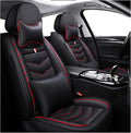 MVRVMV for Ford Maverick 2022-2026 Seat Covers, Waterproof Leather Seat Cover with 2* Neck Pillow and 2* Lumbar Support (2 Seat Luxury,Black-Red)