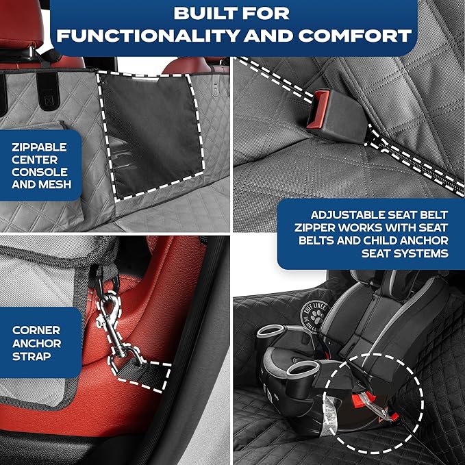 Ruff Liners Medium Back Seat Extender for Dogs, Gray – As Seen on Shark Tank – Hard Bottom Platform for Cars, SUVs & Mid-Size Trucks, 400lb Support, Waterproof – Rigid Back Seat Cover for Dogs